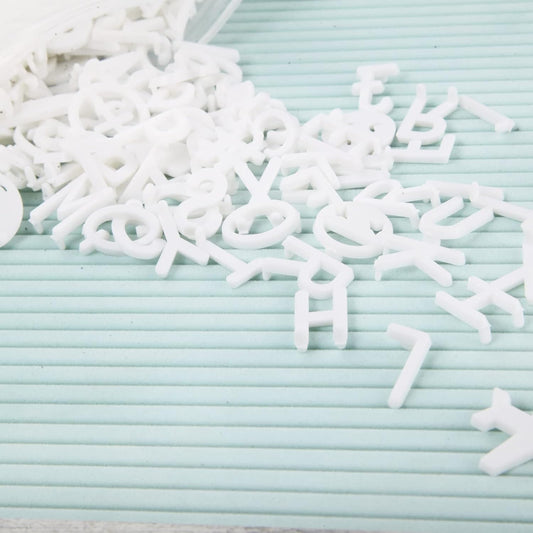 C Crystal Lemon 394-Piece Letter Set for Felt Boards – 3/4-Inch White Plastic Letters with Numbers & Symbols – Message Board Accessories Only