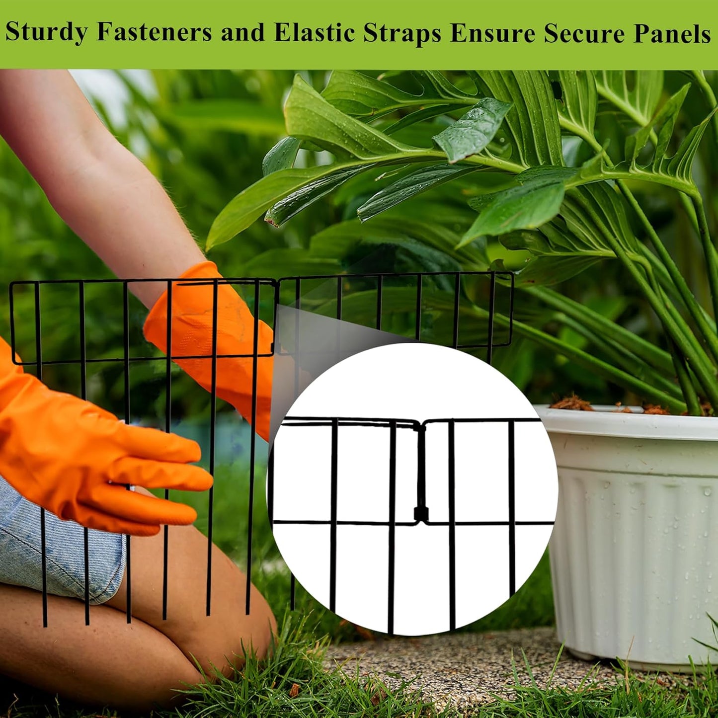 Crystal Lemon Animal Barrier Fence – 10-Pack No-Dig Steel Panels 13"x17" for Dogs & Small Pets, Garden Fence Border