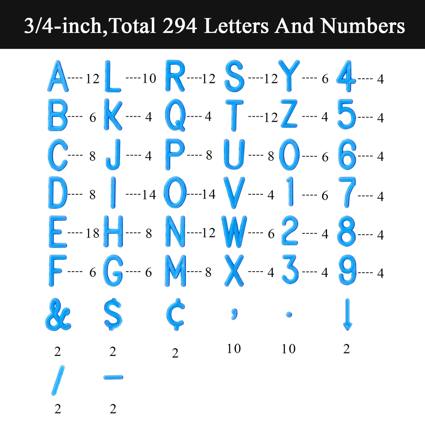 Felt Board Letters – 294-Pcs Set Letters for Letter Boards with Numbers and Symbols, 3/4-inch Message Board Letters for Felt Board