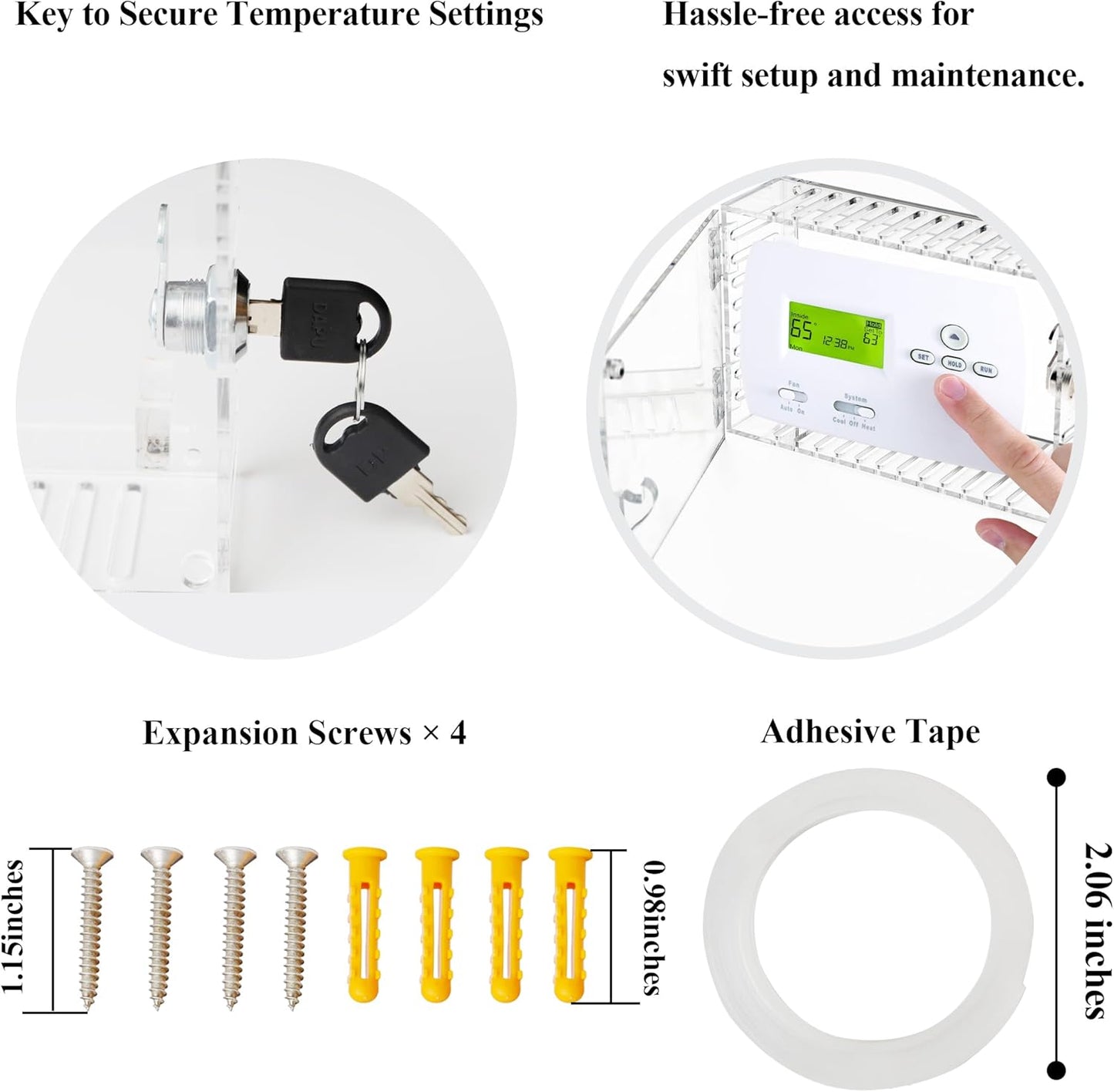 Crystal Lemon Thermostat Lock Box – Durable Clear Cover with Key for Home & Office, Fits Most Thermostats
