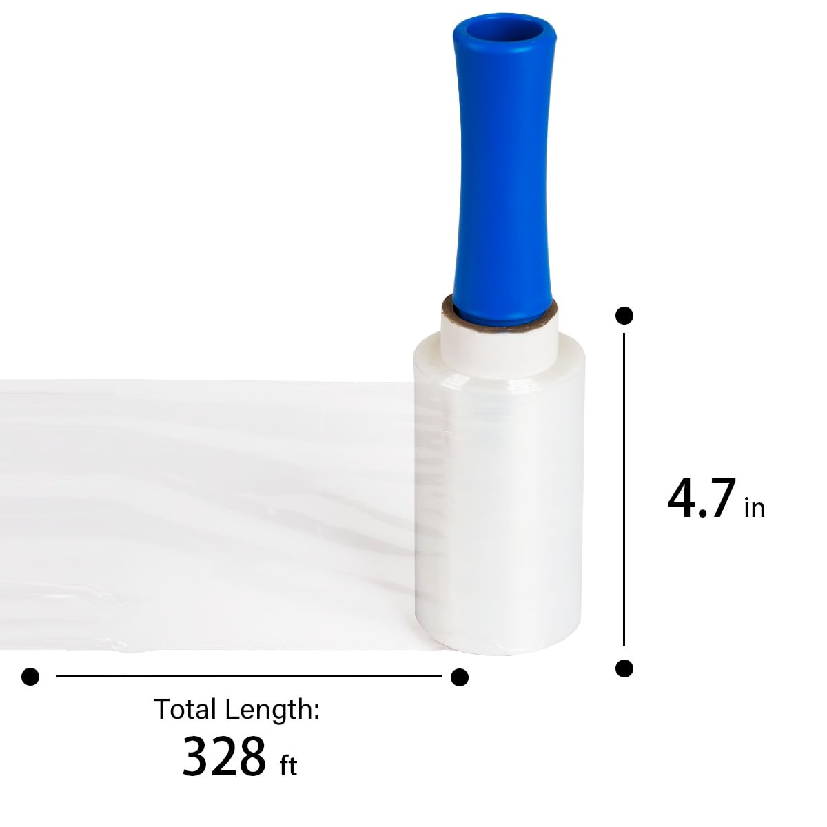 Mini Stretch Wrap Film with Handle – 80 Gauge, 4.7 inch x 328 ft for Pallet & Moving Supplies, Shrink Wrap