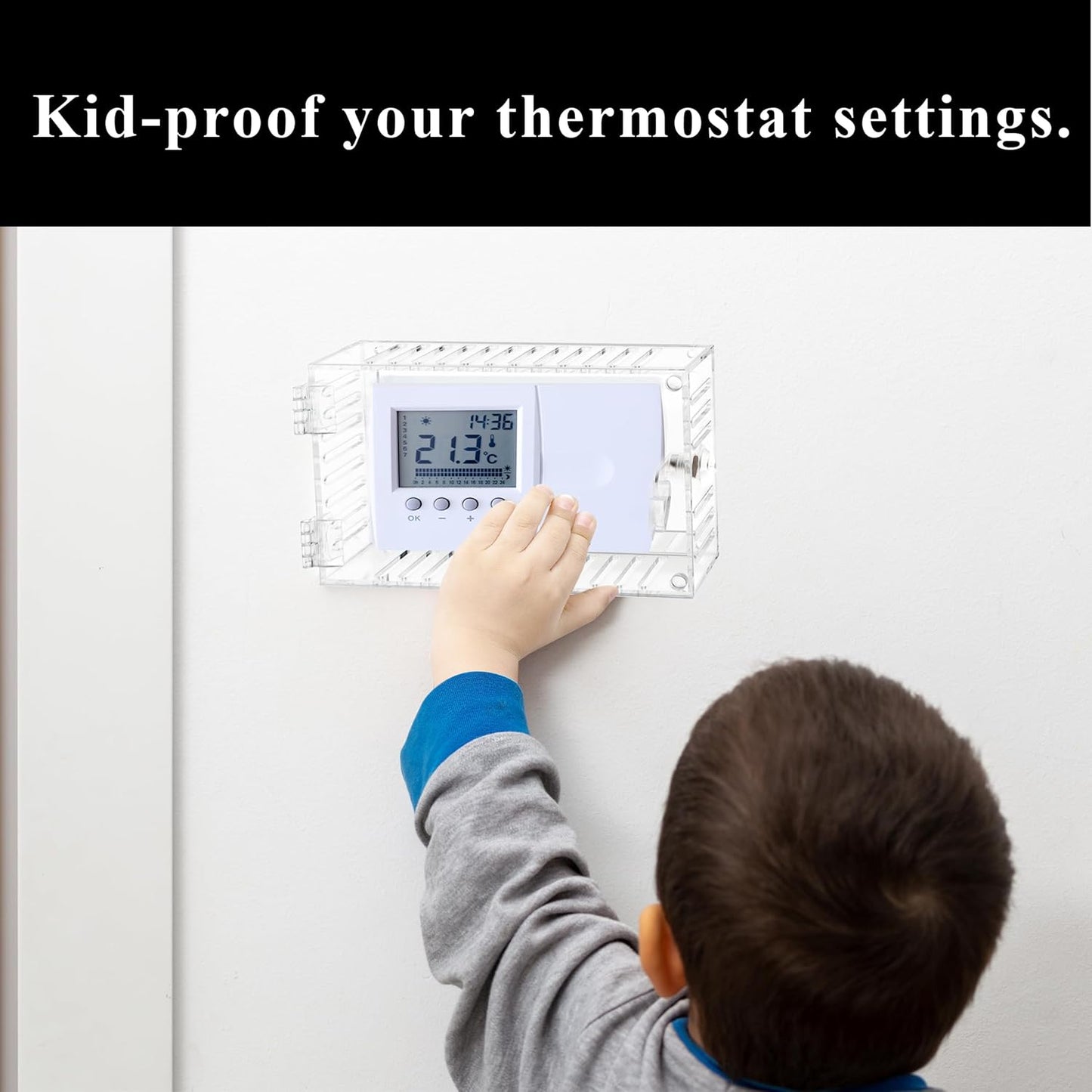 Crystal Lemon Thermostat Lock Box – Durable Clear Cover with Key for Home & Office, Fits Most Thermostats