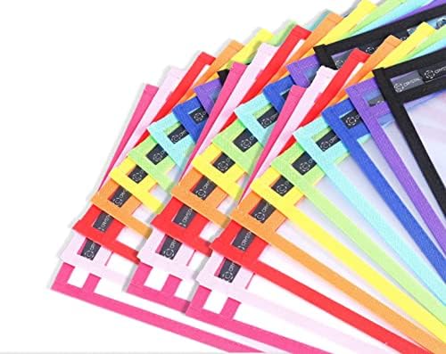 Pack of Multicolored Dry Erase Pockets – 10” x 14” for Teachers, Reusable Dry Erase Sheets, School Supplies