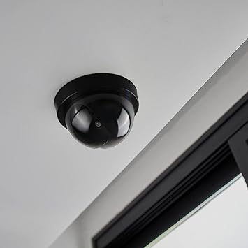 Dummy Security Camera – Set of 2 Realistic Battery-Operated Fake Outdoor Cameras with Red Light – Easy Installation