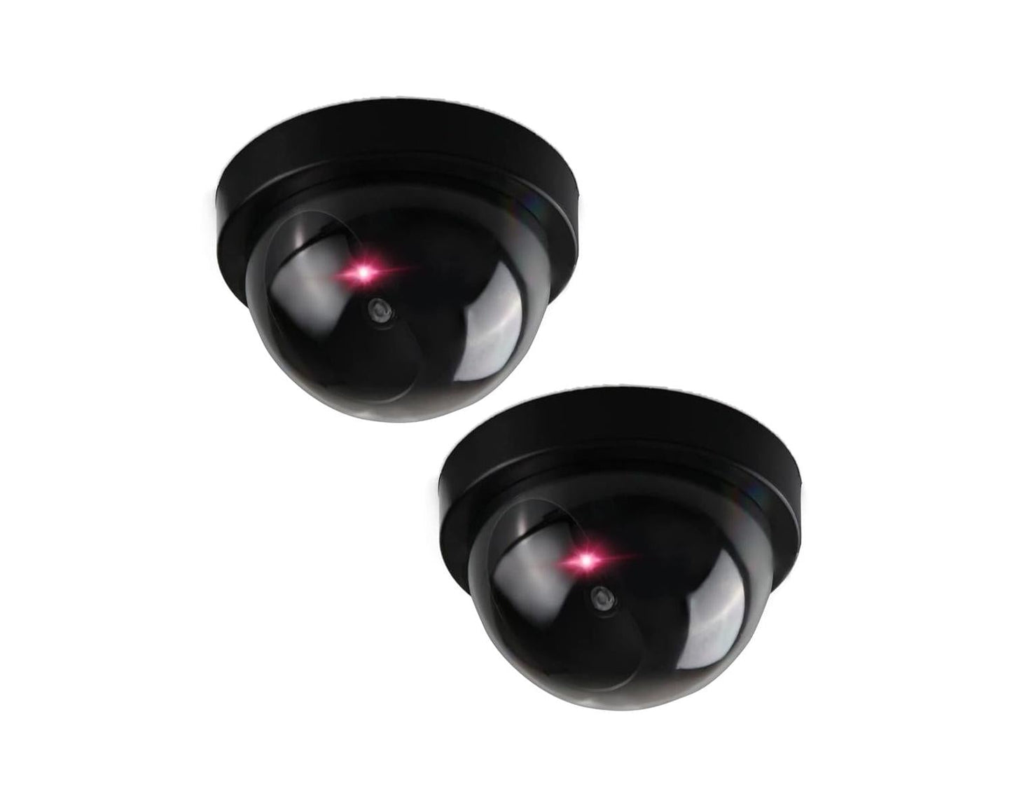 Dummy Security Camera – Set of 2 Realistic Battery-Operated Fake Outdoor Cameras with Red Light – Easy Installation