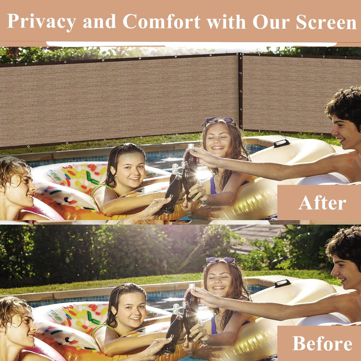 Crystal Lemon Privacy Fence Screen – 4x50FT Heavy Duty Mesh Tarp for Garden, Yard & Outdoor Use