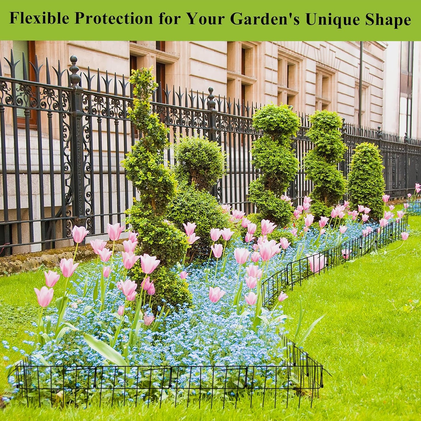 Crystal Lemon Animal Barrier Fence – 10-Pack No-Dig Steel Panels 13"x17" for Dogs & Small Pets, Garden Fence Border