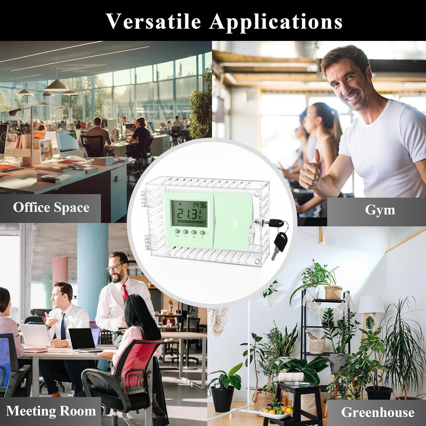 Crystal Lemon Thermostat Lock Box – Durable Clear Cover with Key for Home & Office, Fits Most Thermostats