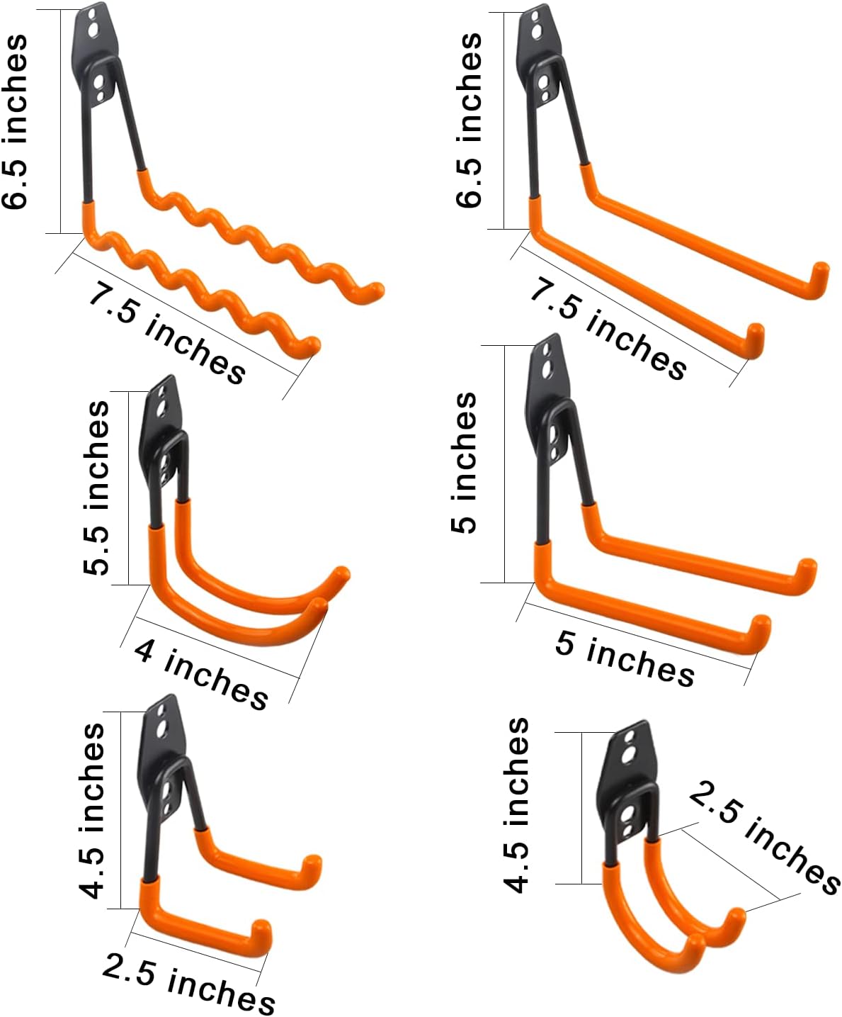 Garage Hooks – 12-Pcs Wall-Mounted Storage Hooks for Garage, Tools, Bikes, Ladders, with Anti-Slip Coating