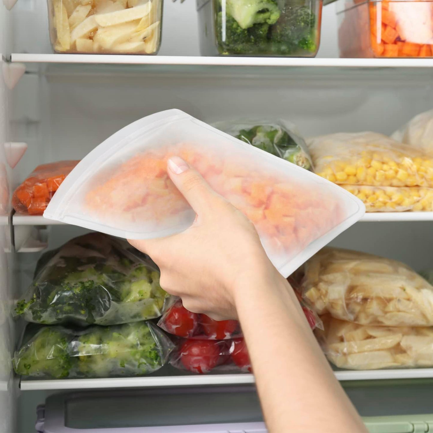 C Crystal Lemon Reusable Food Storage Bags – 10-Pack Assorted Sizes – Leakproof Freezer & Snack Bags for Portioning, Meal Prep, and Fruit Storage
