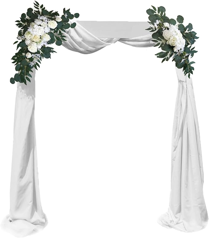 Wedding Arch Flowers – 3-Pcs Set Artificial Wedding Flowers for Arch with Drape