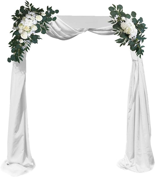 Wedding Arch Flowers – 3-Pcs Set Artificial Wedding Flowers for Arch with Drape
