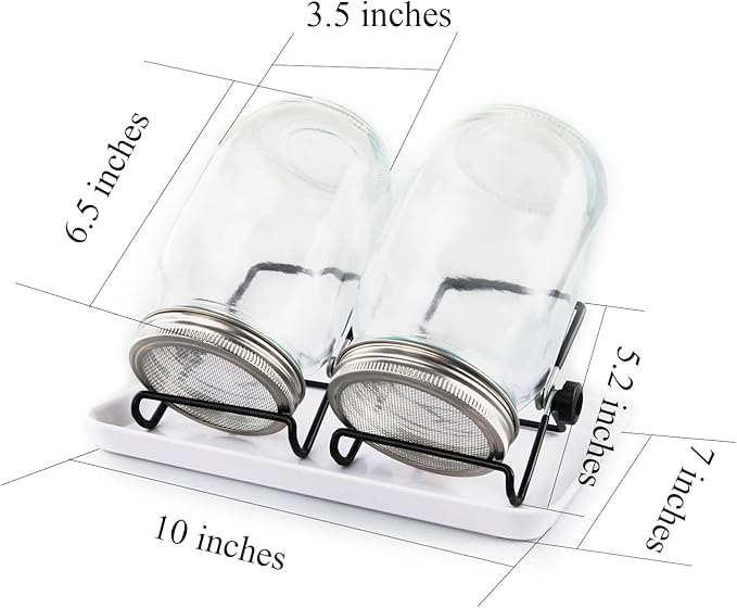 C Crystal Lemon Sprouting Jar Kit – 32oz Glass Jars with Screen Lids & Drip Tray – Indoor Grow Kit for Microgreens, Alfalfa, Beans, and Broccoli