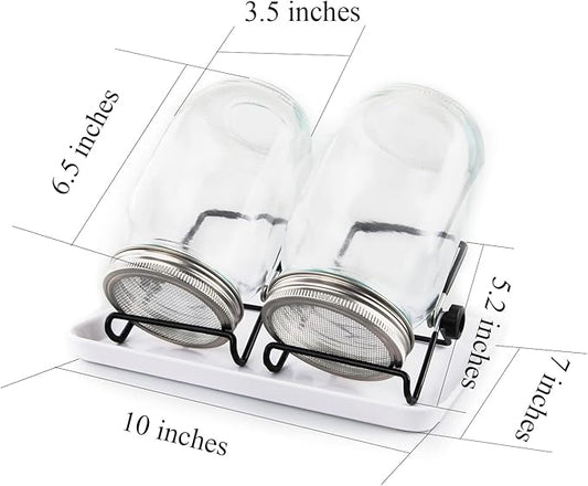 C Crystal Lemon Sprouting Jar Kit – 32oz Glass Jars with Screen Lids & Drip Tray – Indoor Grow Kit for Microgreens, Alfalfa, Beans, and Broccoli
