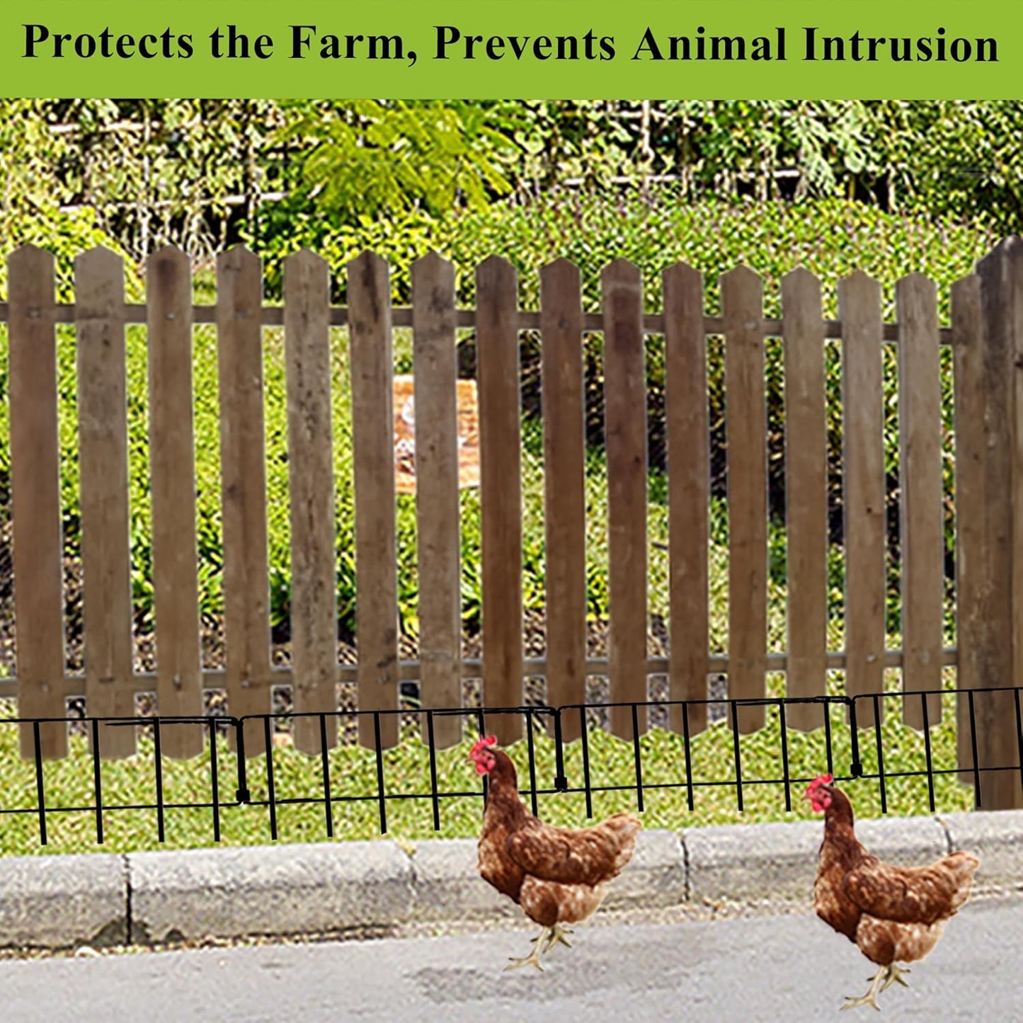 Crystal Lemon Animal Barrier Fence – 10-Pack No-Dig Steel Panels 13"x17" for Dogs & Small Pets, Garden Fence Border