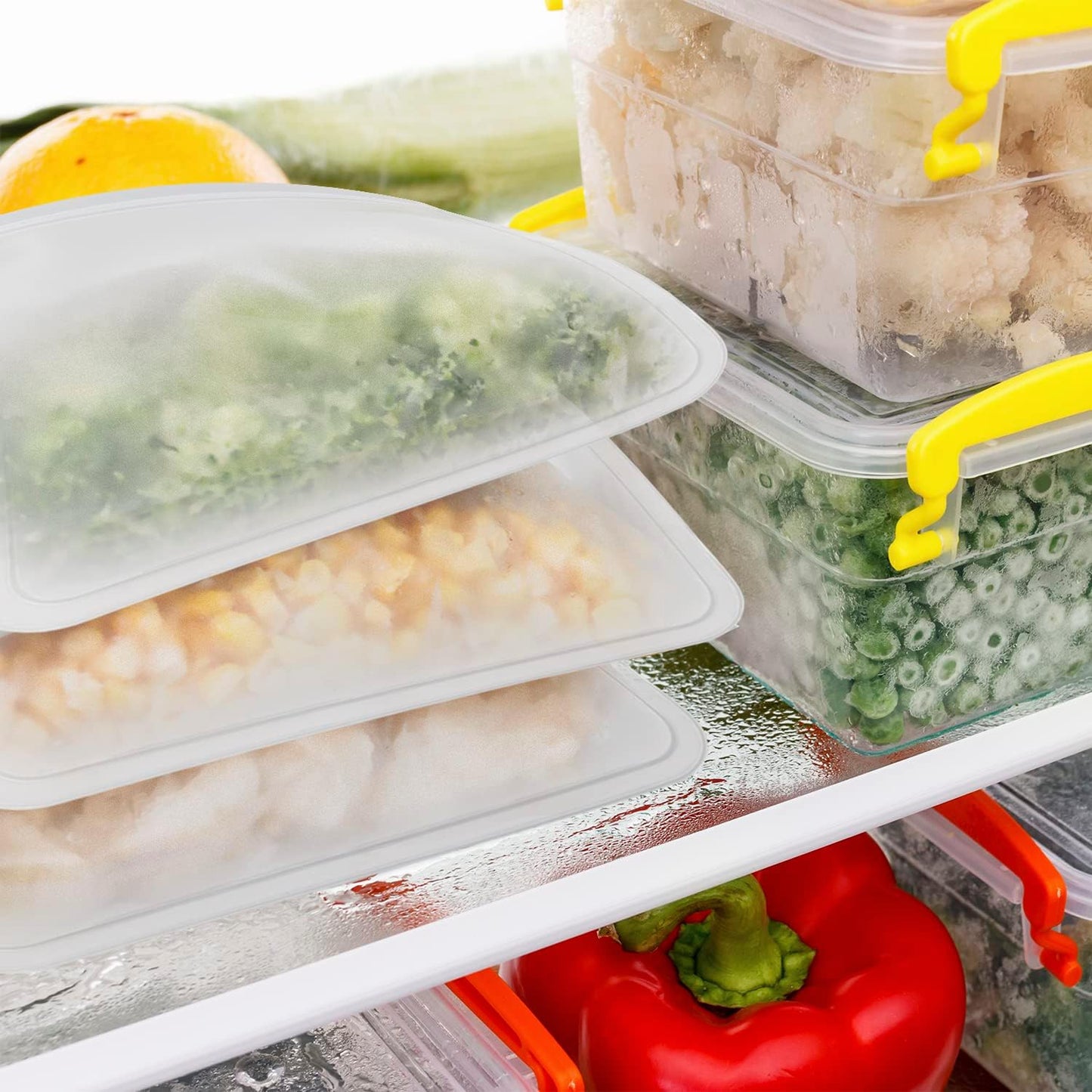 C Crystal Lemon Reusable Food Storage Bags – 10-Pack Assorted Sizes – Leakproof Freezer & Snack Bags for Portioning, Meal Prep, and Fruit Storage