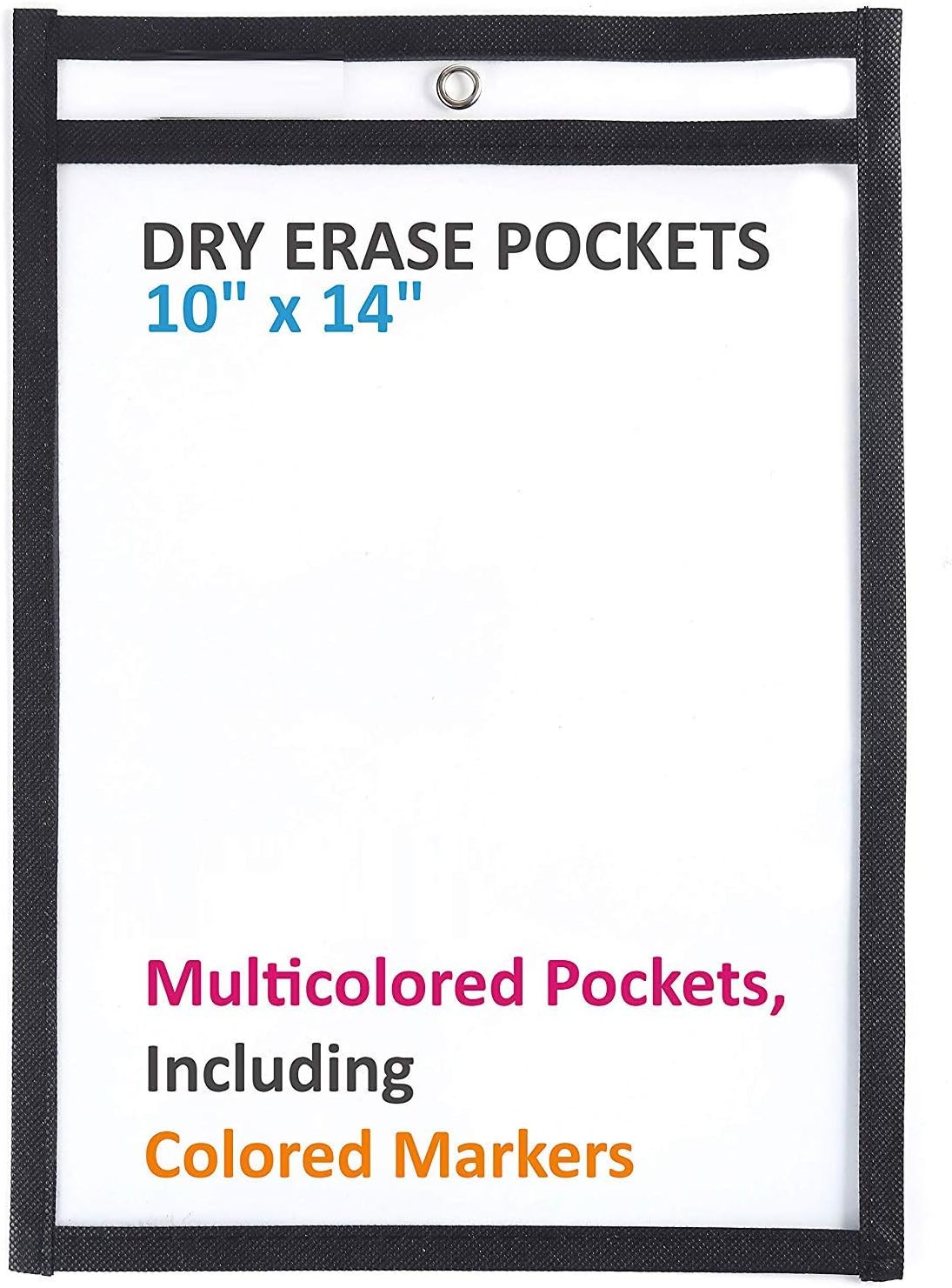 Pack of Multicolored Dry Erase Pockets – 10” x 14” for Teachers, Reusable Dry Erase Sheets, School Supplies