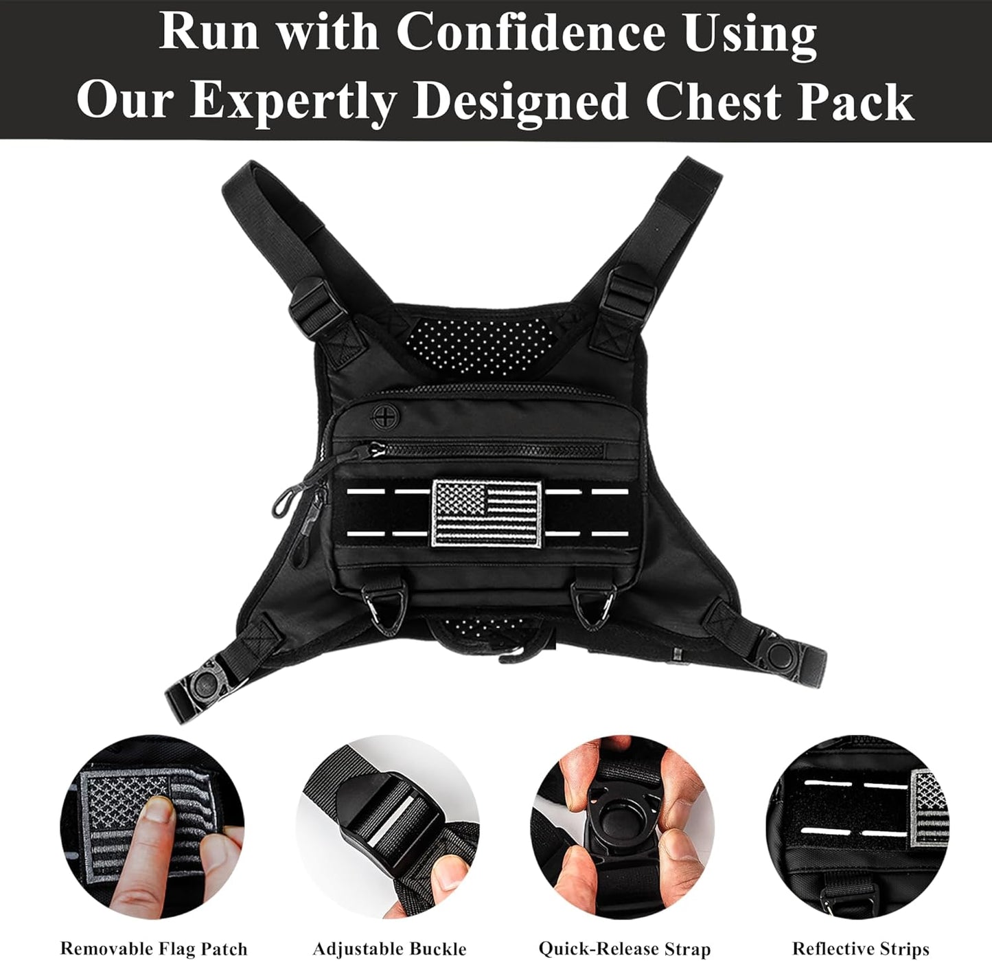 Crystal Lemon Running Chest Pack – Waterproof Adjustable Vest Bag with Reflective Strips, Phone Holder for Men