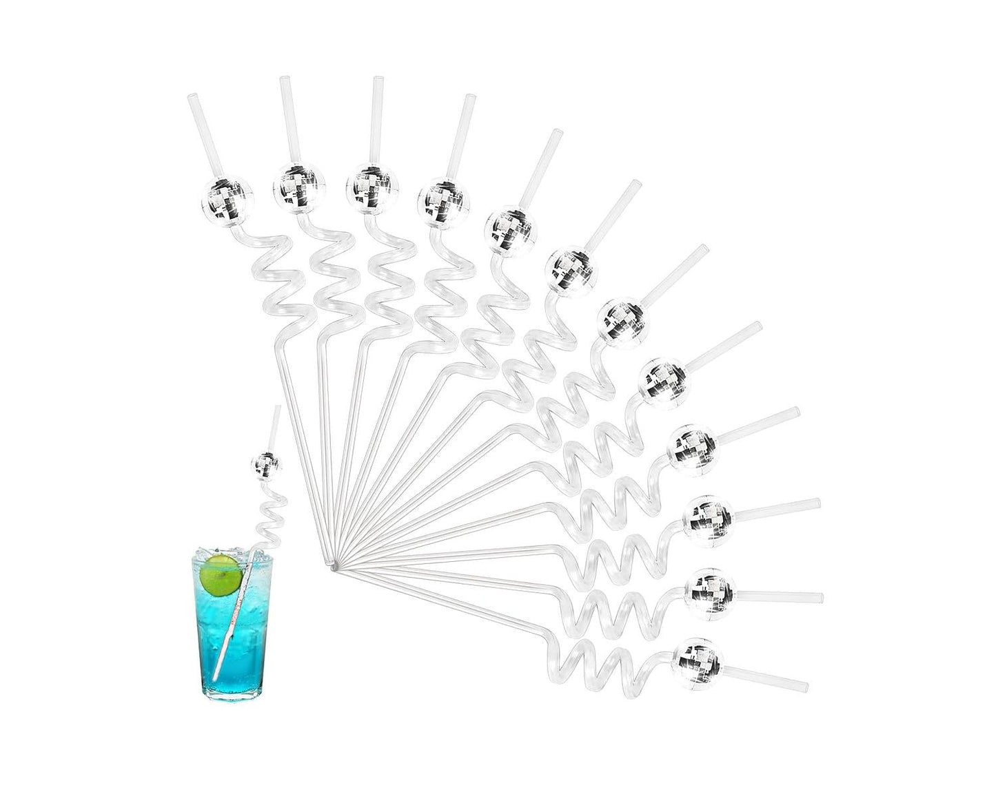 Set of 12 Reusable Disco Ball Straws: Ideal for Bachelorette Parties, Birthdays, and Disco Events