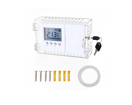 Crystal Lemon Thermostat Lock Box – Durable Clear Cover with Key for Home & Office, Fits Most Thermostats