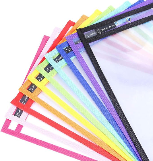 Pack of Multicolored Dry Erase Pockets, 10” x 14”, School Supplies for Teachers, Reusable Dry Erase Pockets, Dry Erase Sheets, Teaching Supplies