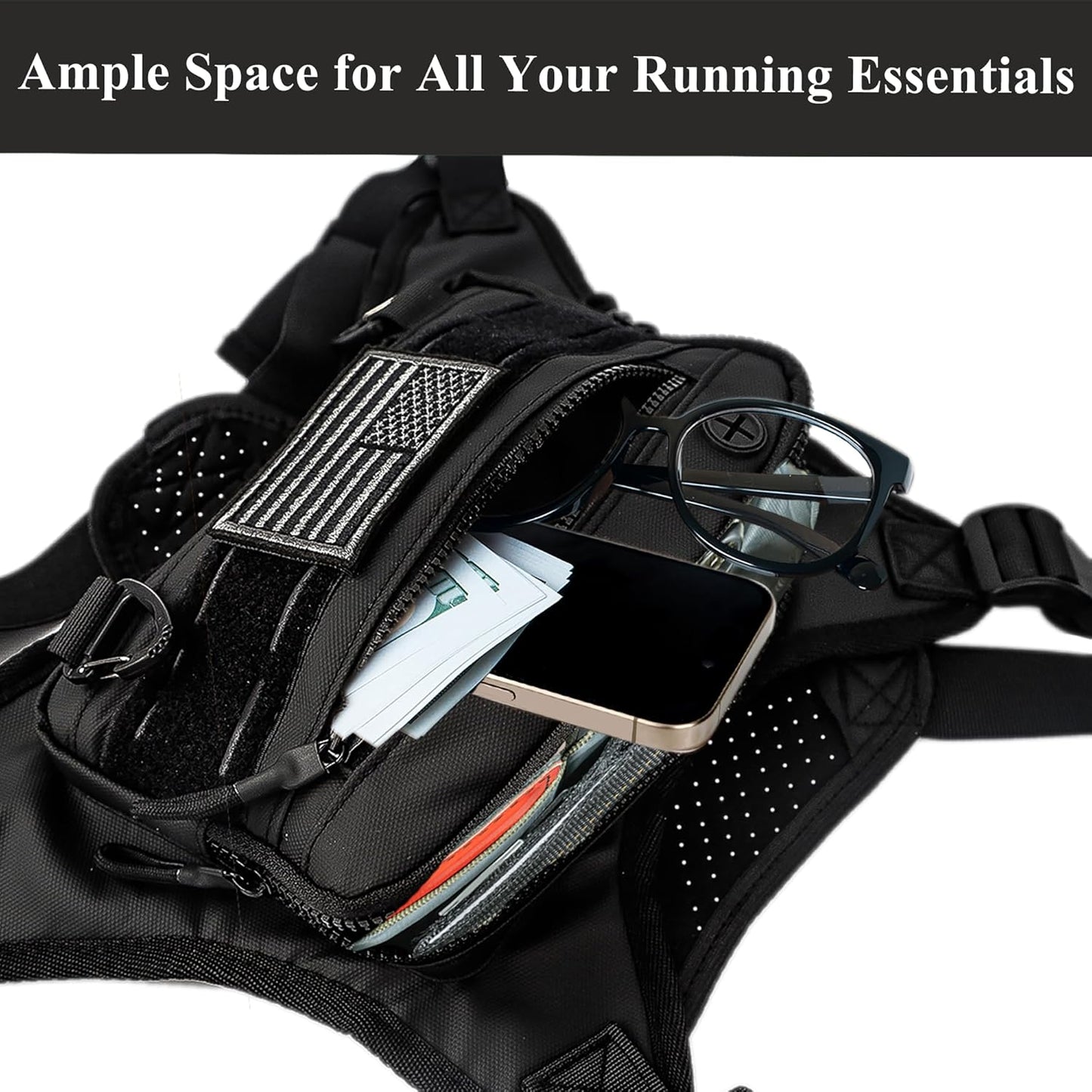 Crystal Lemon Running Chest Pack – Waterproof Adjustable Vest Bag with Reflective Strips, Phone Holder for Men