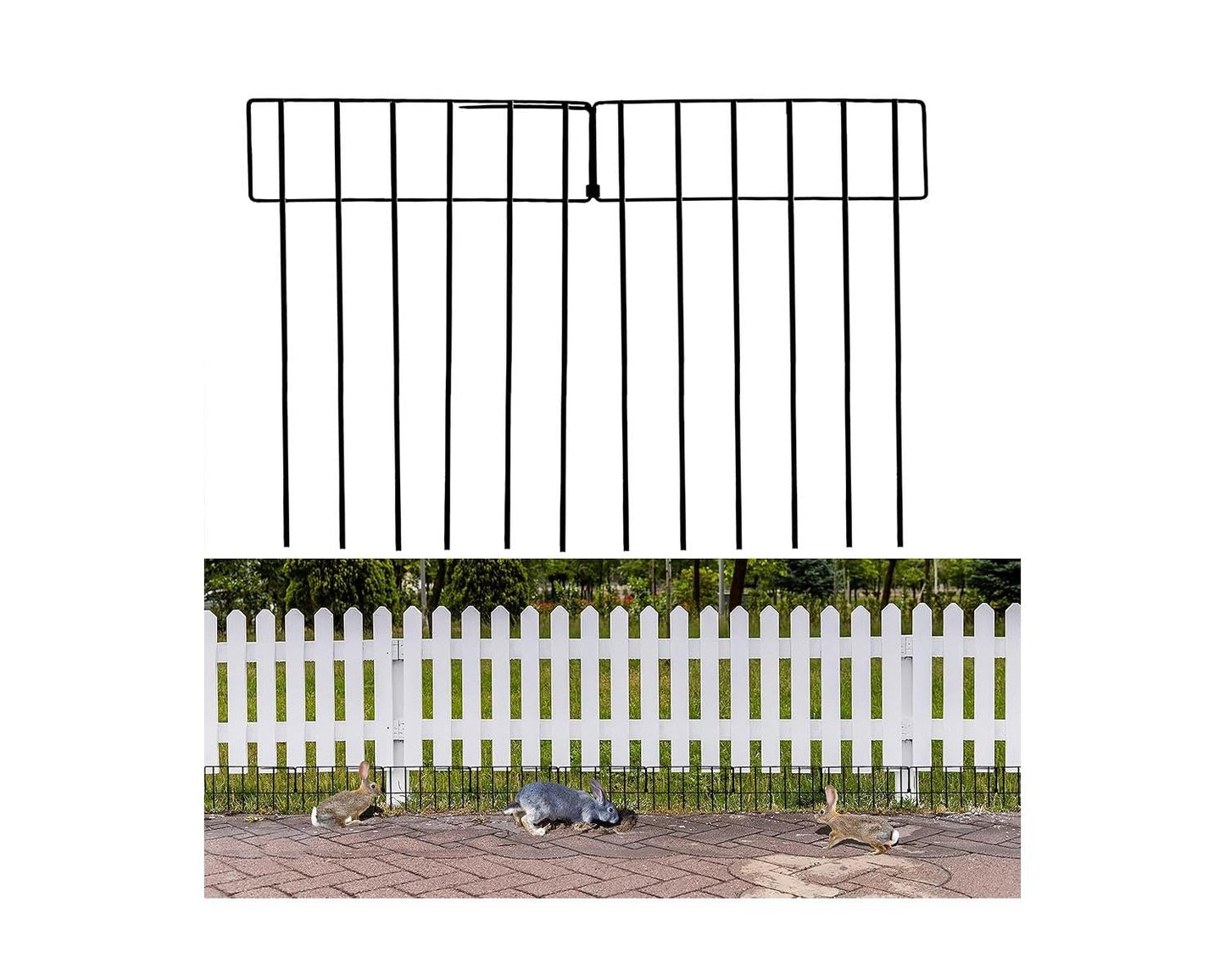 Crystal Lemon Animal Barrier Fence – 10-Pack No-Dig Steel Panels 13"x17" for Dogs & Small Pets, Garden Fence Border
