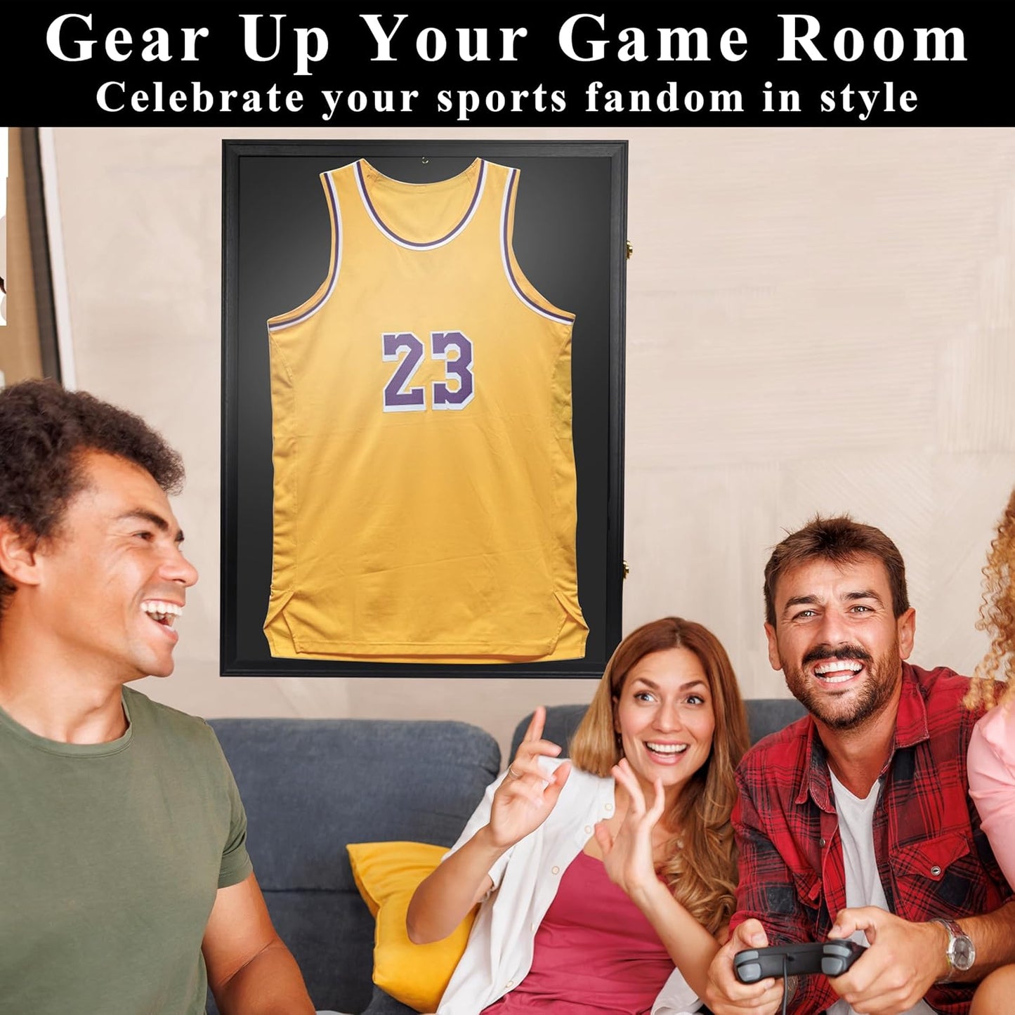 Crystal Lemon Jersey Display Case – 31.25"x23.25" UV-Protected Wall Frame for Sports Memorabilia