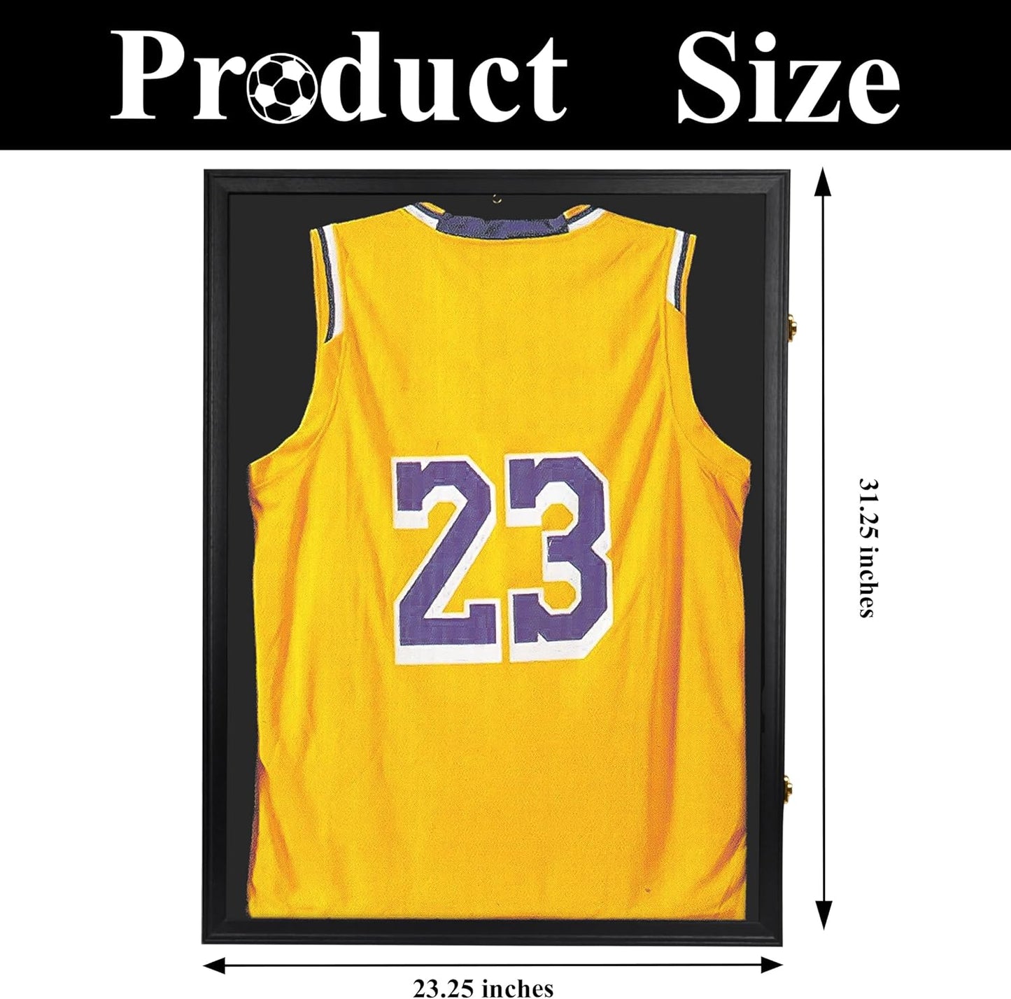 Crystal Lemon Jersey Display Case – 31.25"x23.25" UV-Protected Wall Frame for Sports Memorabilia