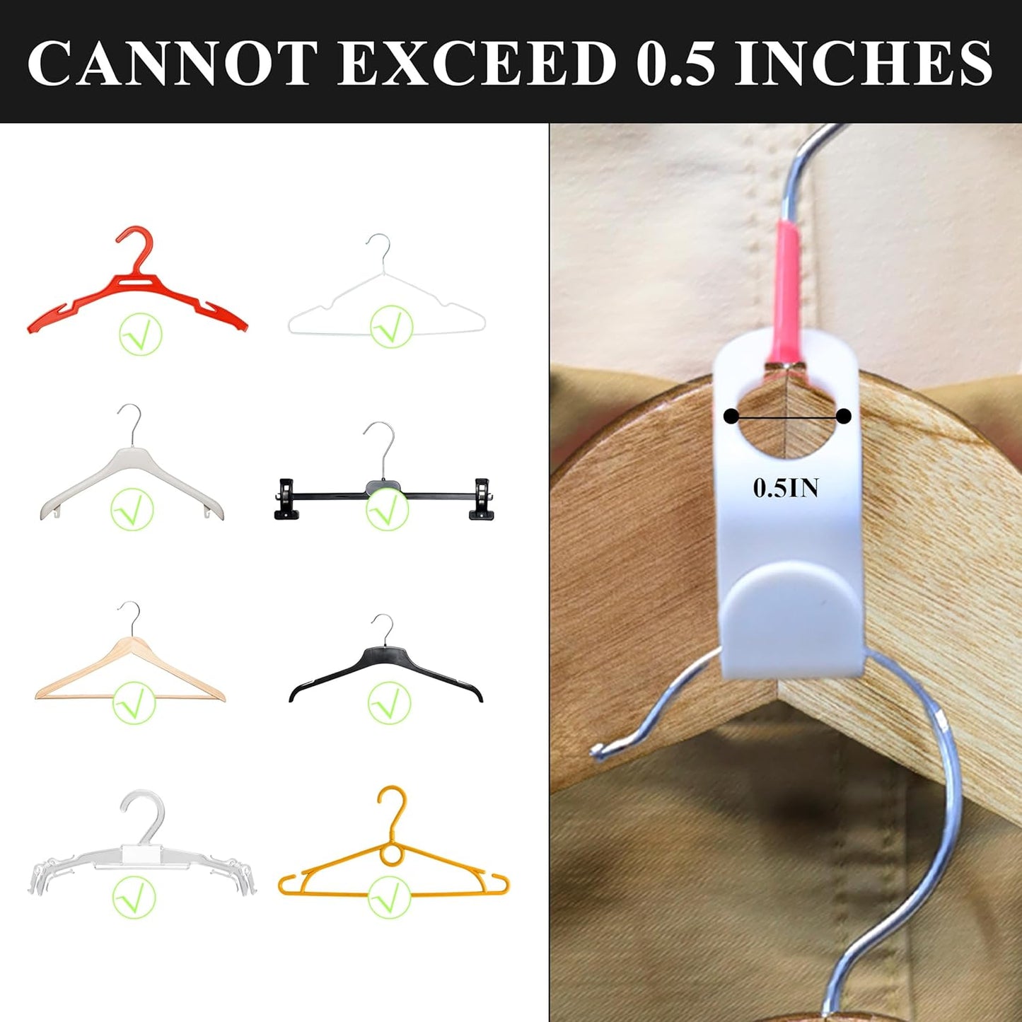 C Crystal Lemon Hanger Connector Hooks – 50-Pack Space-Saving Hooks for Clothes Hangers – Cascading Organizer for Closet, Small Space Saver