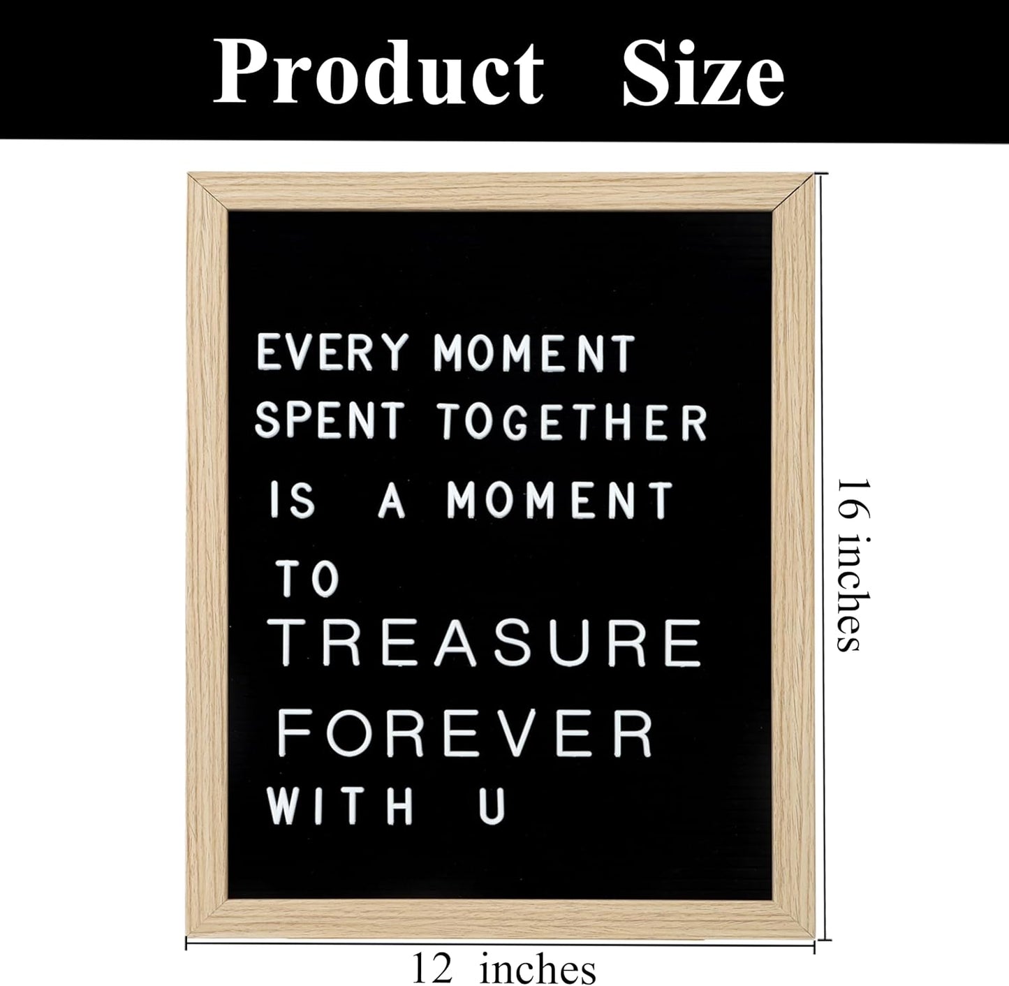 C Crystal Lemon 12x16 Black Felt Letter Board with Wooden Frame – Changeable Message Sign for Home and Office