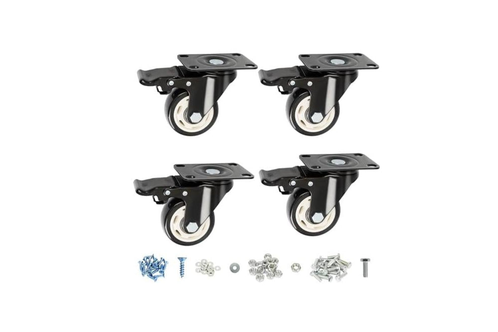 Crystal Lemon 3-Inch Caster Wheels – Heavy-Duty Swivel Set of 4 with Brake for Furniture & Carts