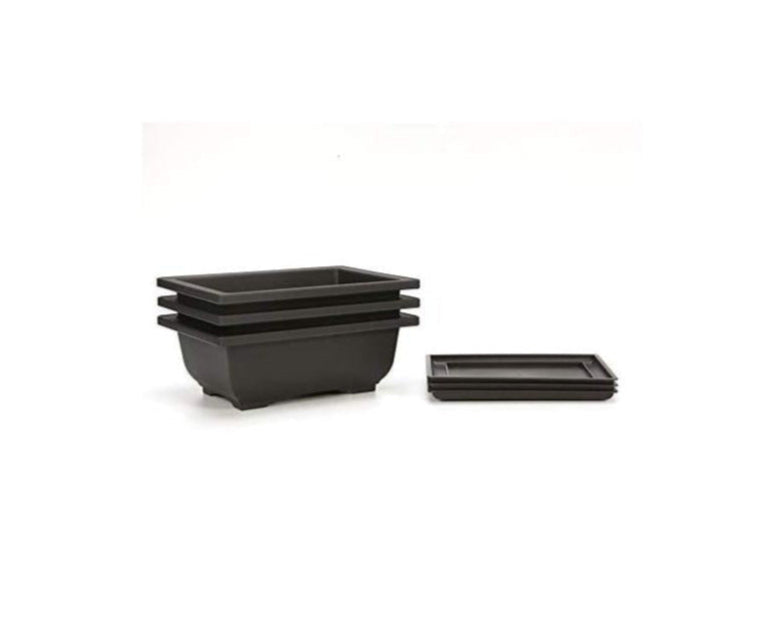 Bonsai Pots with Tray – 3pcs Plastic Planters with Mesh & Drain Holes for Indoor Plants