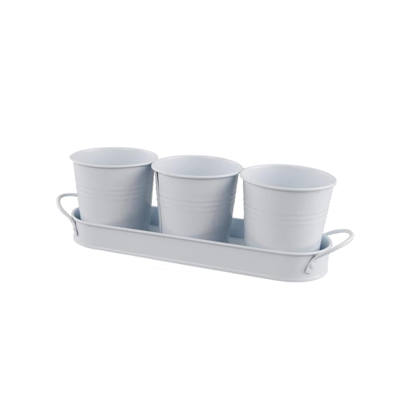 Herb Garden Planter Set – 3-Pcs Metal Planters with Tray for Indoor Plants, Herbs, and Flowers
