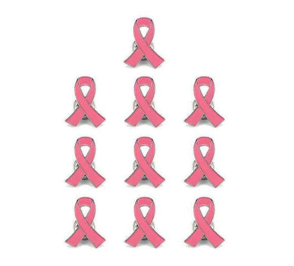 Pack of 10, Official Breast Cancer Awareness Pink Label Pin, Breast Cancer Gifts for Women