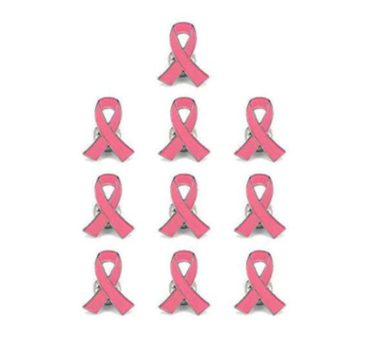 Pack of 10, Official Breast Cancer Awareness Pink Label Pin, Breast Cancer Gifts for Women