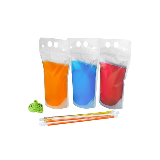Reusable Drink Pouches with Straws & Funnel