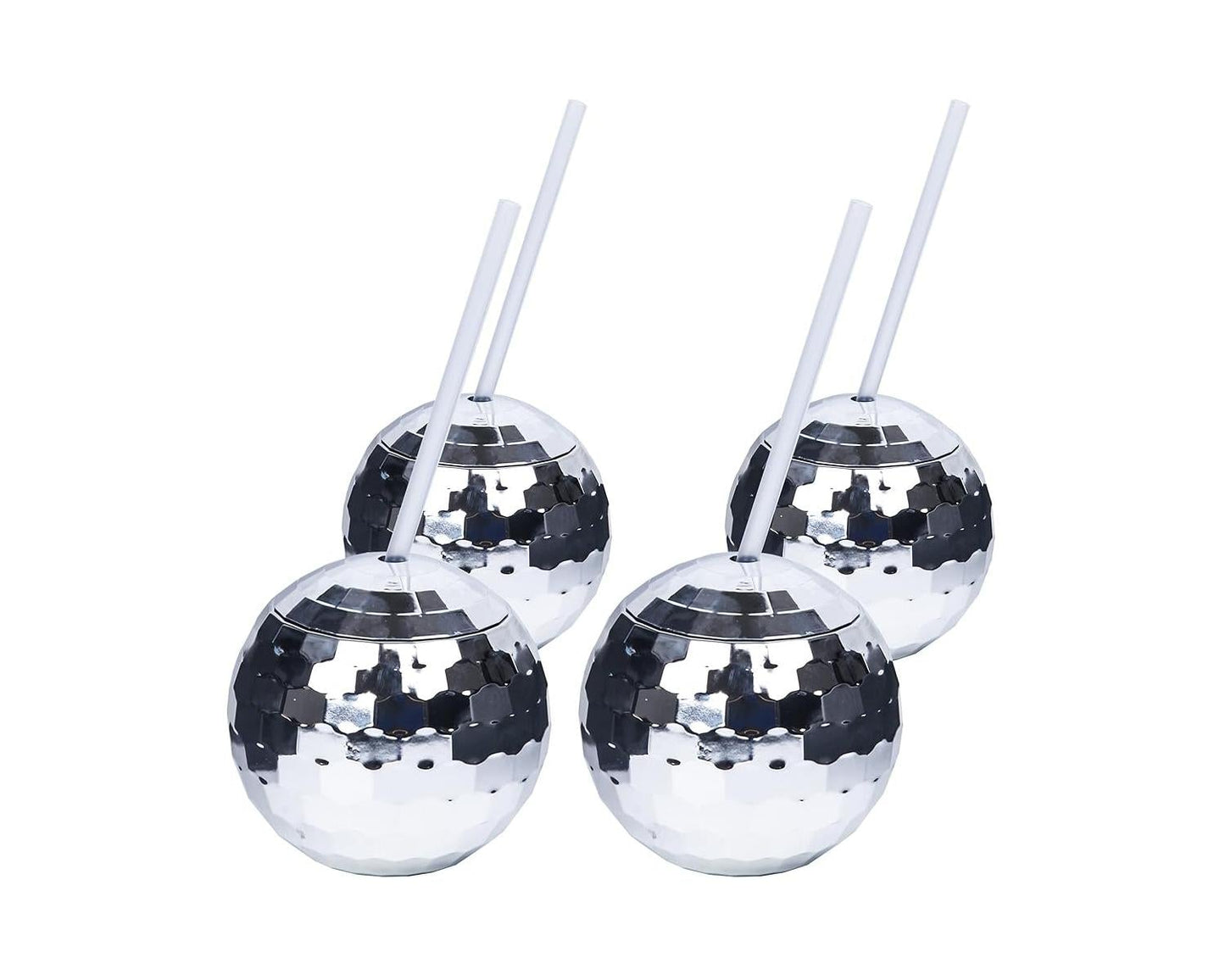 Crystal Lemon Disco Ball Cups – Set of Reusable Party Tumblers with Straw for NYE, Bachelorette & Birthday Events