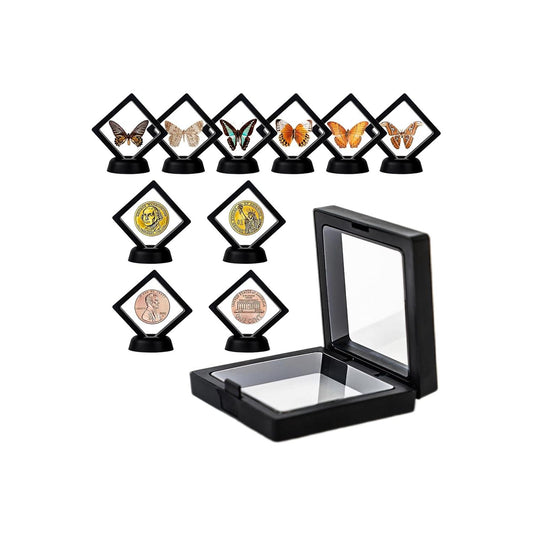 C Crystal Lemon 10-Piece Coin Display Set – Black Case for Challenge Coins, Medals & Jewelry