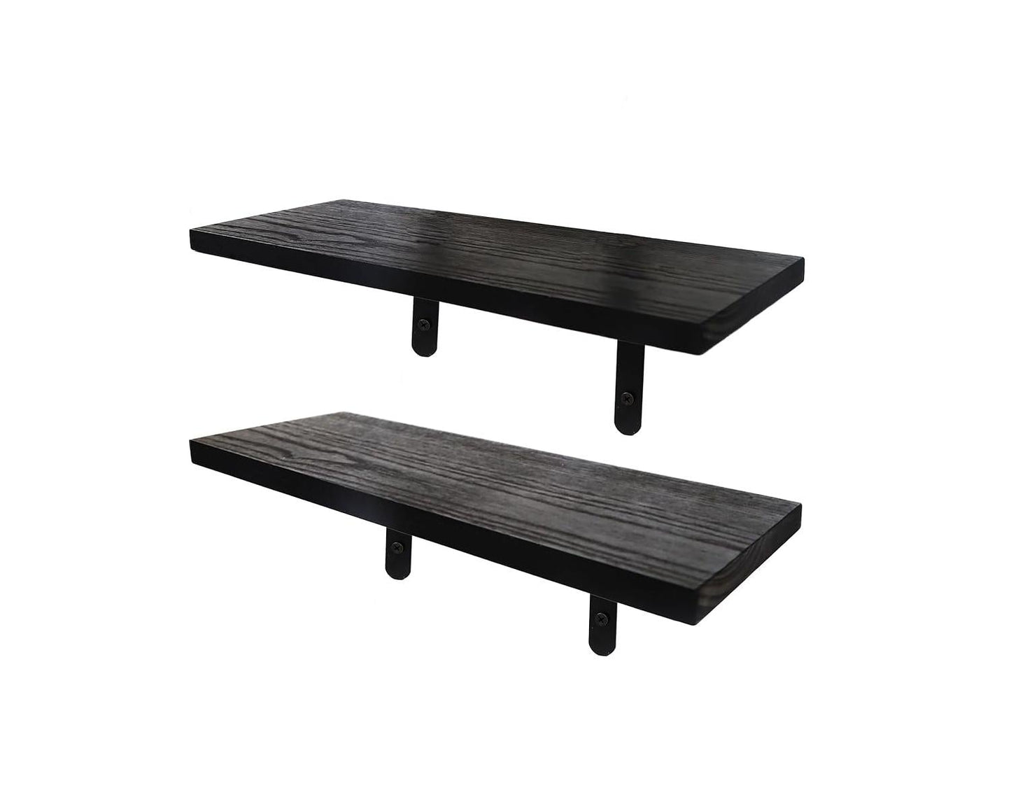 Crystal Lemon Black Floating Shelves – Set of 2 Rustic Wall Shelves for Living Room, Bathroom & Kitchen
