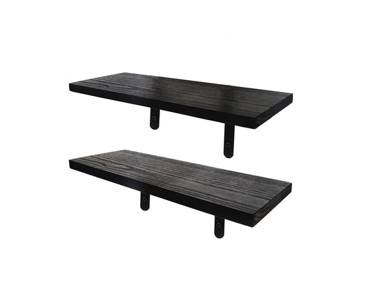 Crystal Lemon Black Floating Shelves – Set of 2 Rustic Wall Shelves for Living Room, Bathroom & Kitchen