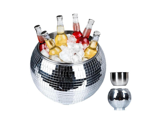C Crystal Lemon Large Disco Ball Ice Bucket – Party Beverage Cooler with Heat Retention, Reflective Disco Ball Design for Ice and Drinks