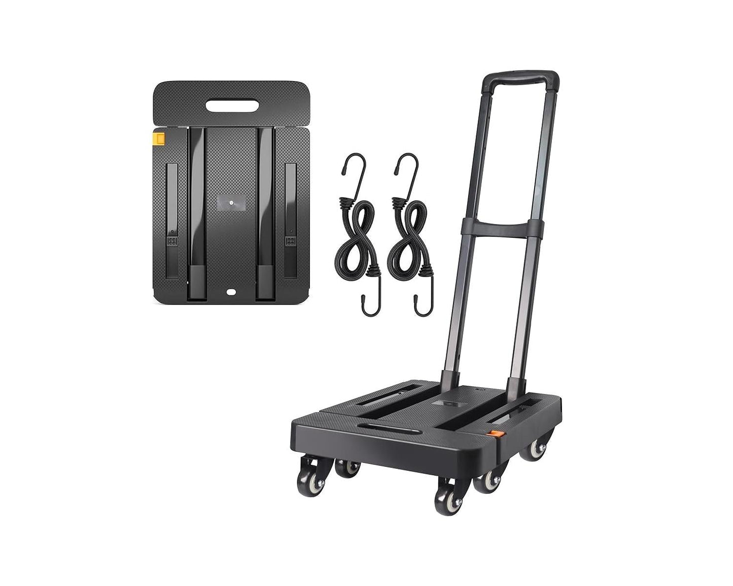 Crystal Lemon Heavy-Duty Folding Dolly Cart – 440LB Capacity with Wheels & Lock for Luggage & Moving