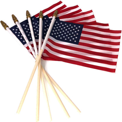 C Crystal Lemon 4x6 Inch Mini American Flags on Sticks – USA Patriotic Flags for Parade, Classroom, and Holidays