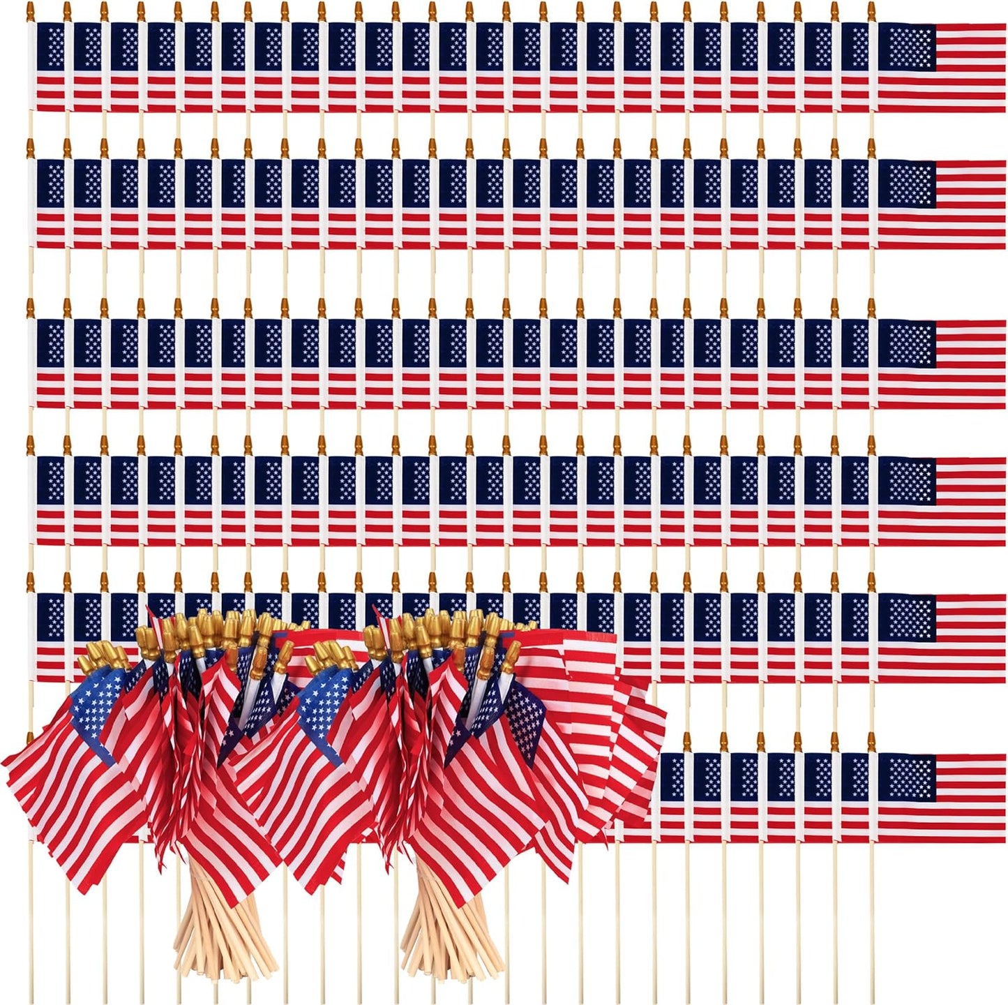 C Crystal Lemon 4x6 Inch Mini American Flags on Sticks – USA Patriotic Flags for Parade, Classroom, and Holidays