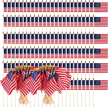 C Crystal Lemon 4x6 Inch Mini American Flags on Sticks – USA Patriotic Flags for Parade, Classroom, and Holidays