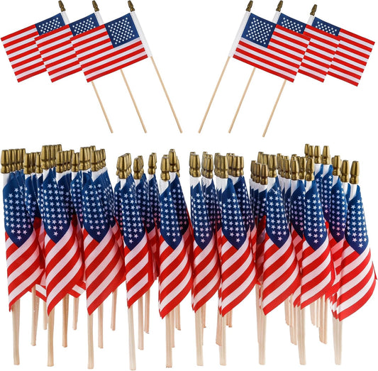 C Crystal Lemon 4x6 Inch Mini American Flags on Sticks – USA Patriotic Flags for Parade, Classroom, and Holidays
