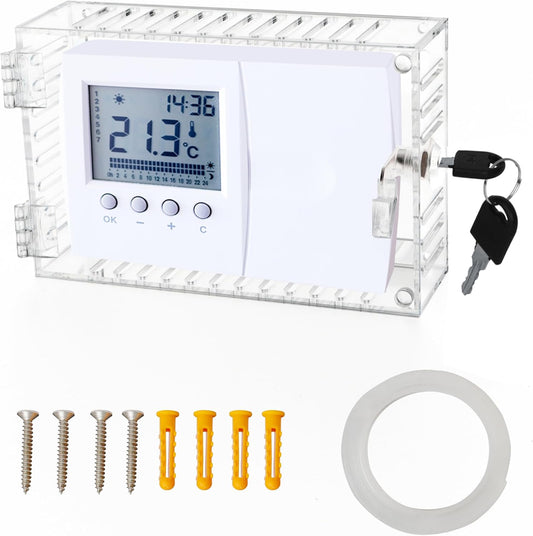 Crystal Lemon Thermostat Lock Box – Durable Clear Cover with Key for Home & Office, Fits Most Thermostats