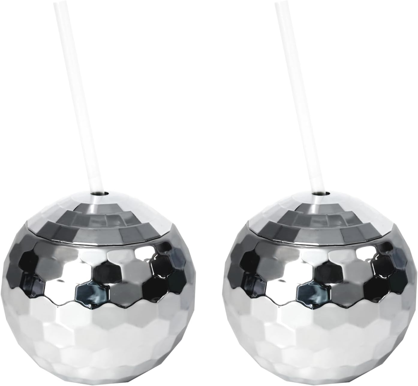 Crystal Lemon Disco Ball Cups – Set of Reusable Party Tumblers with Straw for NYE, Bachelorette & Birthday Events