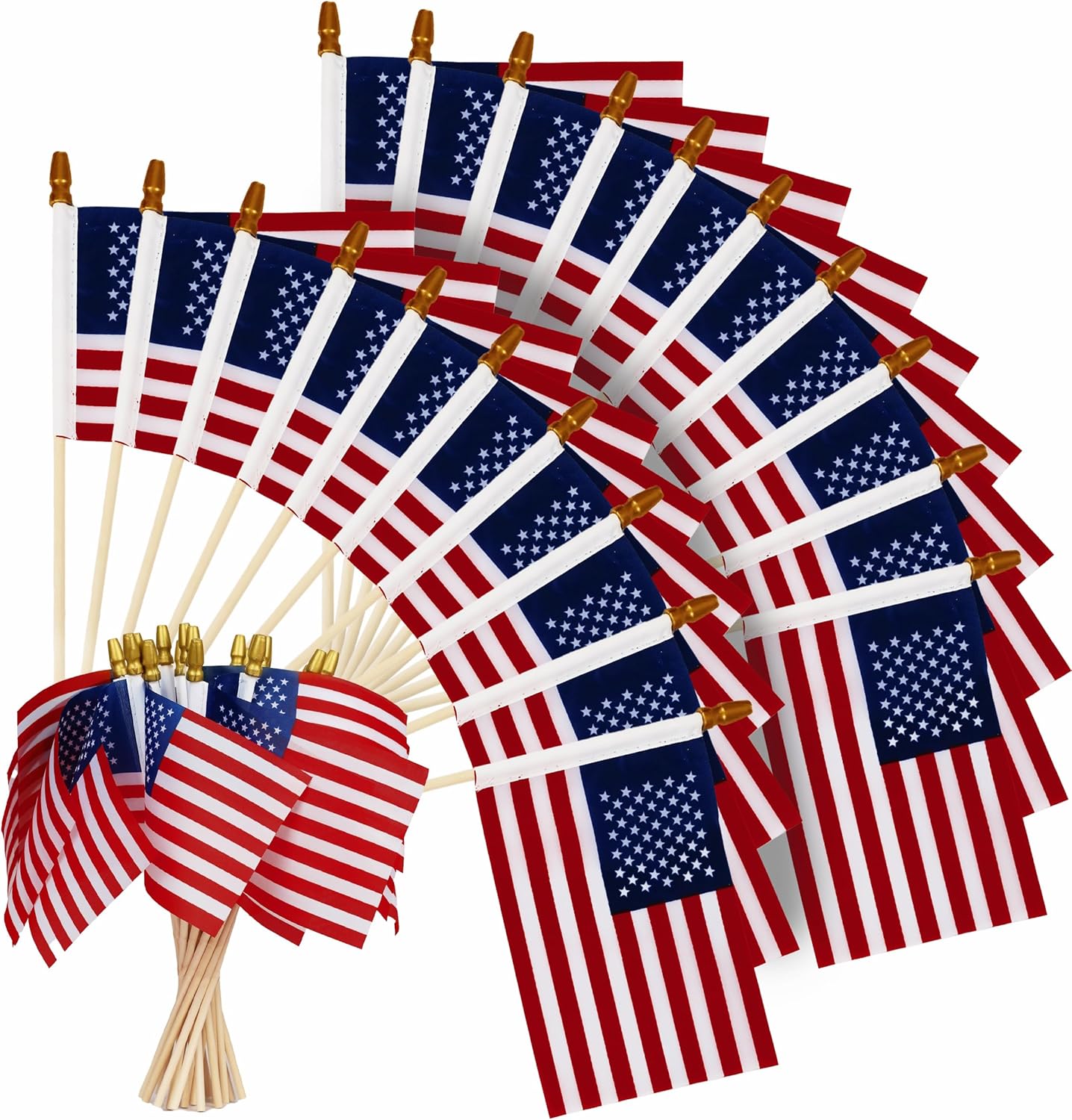 C Crystal Lemon 4x6 Inch Mini American Flags on Sticks – USA Patriotic Flags for Parade, Classroom, and Holidays